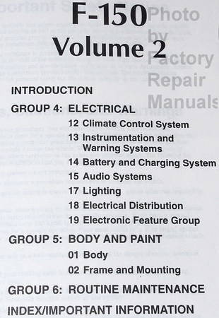 1997 Ford F-150 Service Manual Table of Contents 2