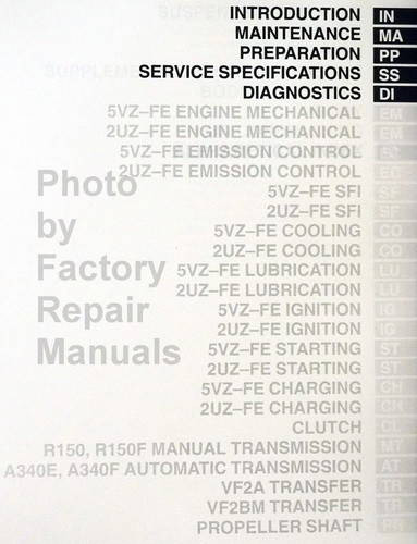 2003 Toyota Tundra Repair Manual Table of Contents 1