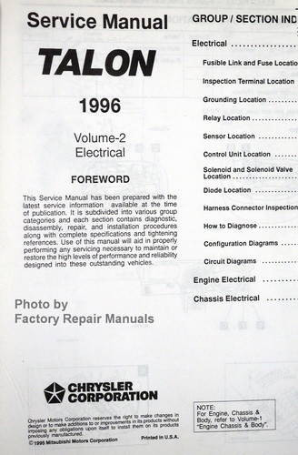 Service Manual Talon 1996 Volume 2 - Electrical Table of Contents