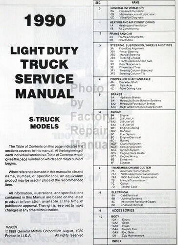 GMC 1990 S/T Models Light Truck Service Manual
