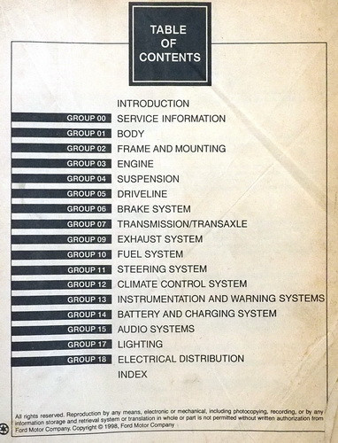 1999 Ford Taurus Mercury Sable Service Manual
