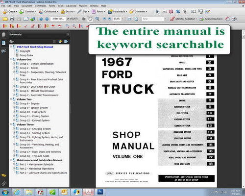 1967 Ford Truck Shop Manual on USB