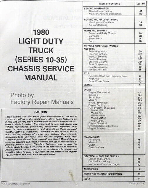 1980 Chevy Light Duty Truck Service Manual