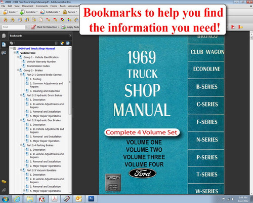 1969 Ford Truck Shop Manual on USB
