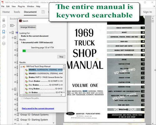 1969 Ford Truck Shop Manual on USB