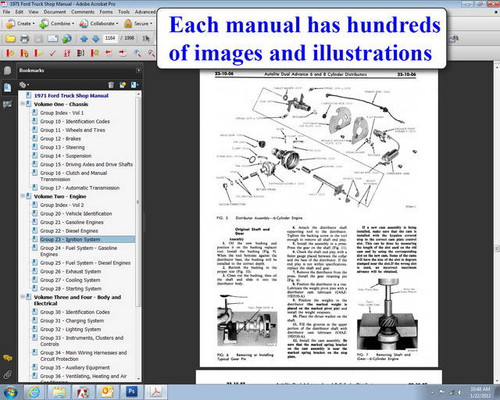 1971 Ford Truck Van Bronco Bus Shop Manual on USB 