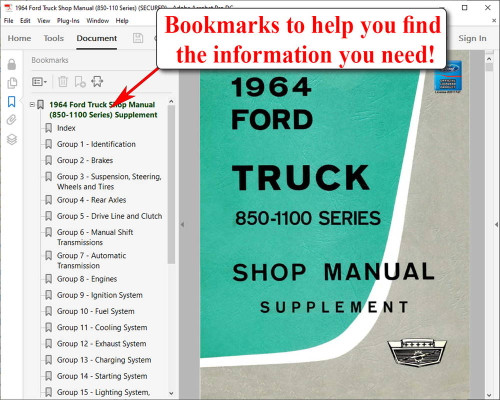 1964 Ford Truck 85-1100 Series Shop Manual