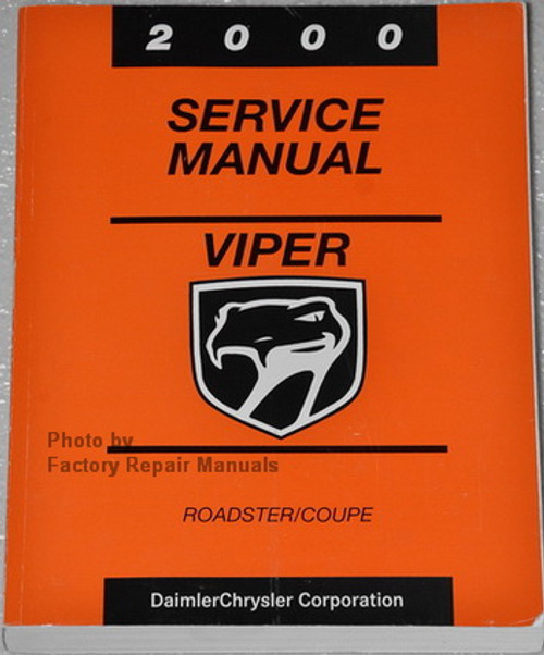 2000 Dodge Viper Factory Service Manual Original Shop Repair