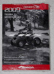 2009 Honda TRX90X Sportrax 90X ATV Owner\'s Manual