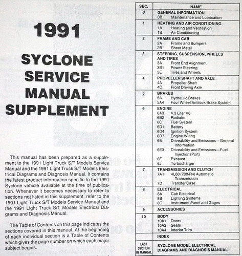 1991 GMC Syclone Service Manual Supplement