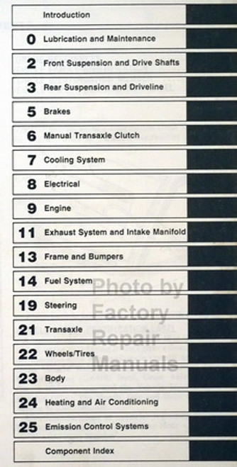 1992 Chrysler Van/Wagon Front Wheel Drive and All Wheel Drive Service Manual Table of Contents