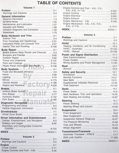 2008 Pontiac Grand Prix / GXP Service Manual Table of Contents