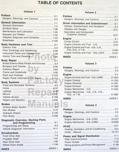 2010 Chevrolet Express GMC Savana Service Manual Table of Contents 1