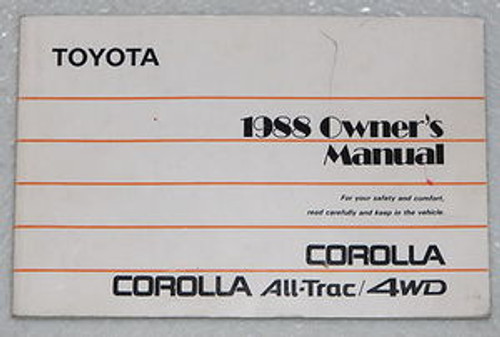 1988 Toyota Corolla All-Trac 4WD Original Owner's Manual Operator's Instruction Booklet