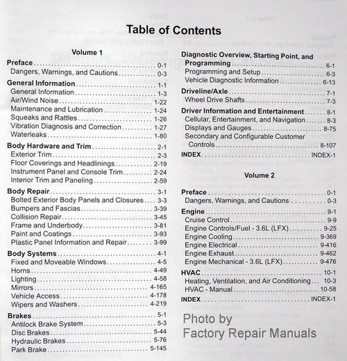 2013 Chevrolet Impala W/Car Service Manual Table of Contents 1