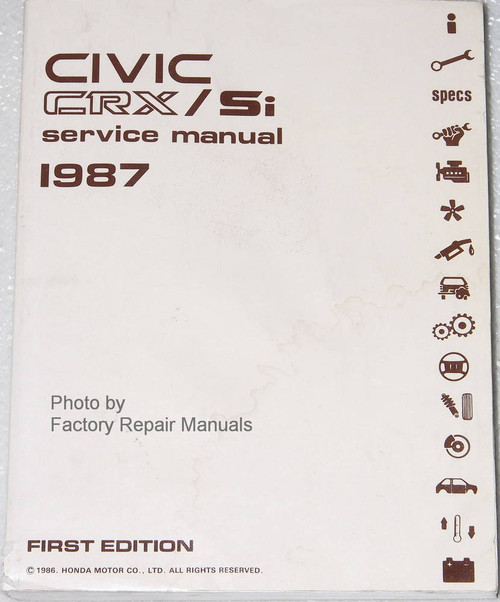 1987 Honda Civic CRX Si Factory Service Manual Original Shop Repair