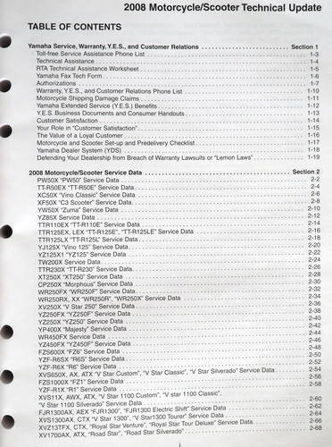 2008 Yamaha Motorcycle/Scooter Technical Update Manual 