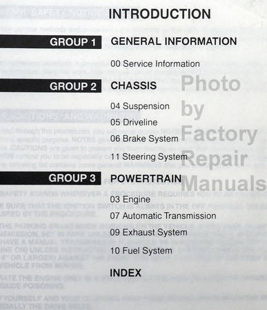 1998 Lincoln Town Car Workshop Manual Table of Contents 1