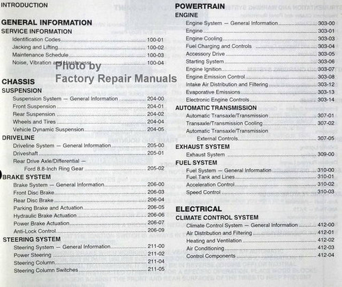Lincoln Town Car 2006 Workshop Manual Table of Contents 1