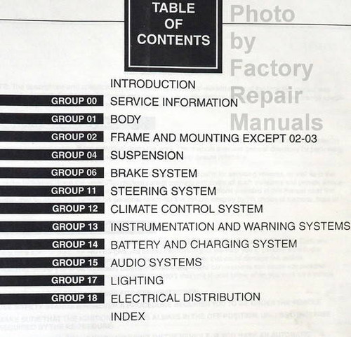1997 Ford Aerostar, Ranger Service Manual Table of Contents 2