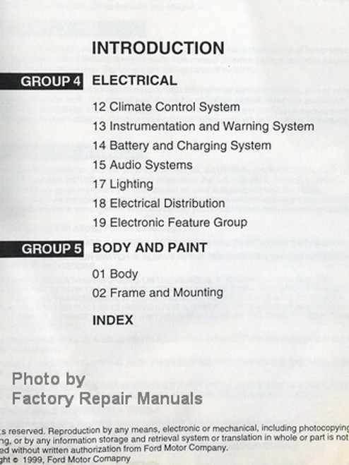 2000 Ford Explorer Mercury Mountaineer Service Manual Table of Contents 2