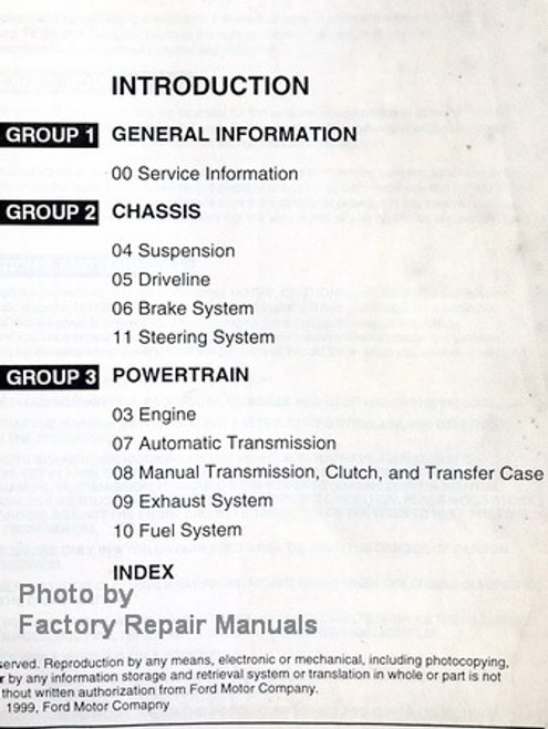 2000 Ford Explorer Mercury Mountaineer Service Manual Table of Contents 1