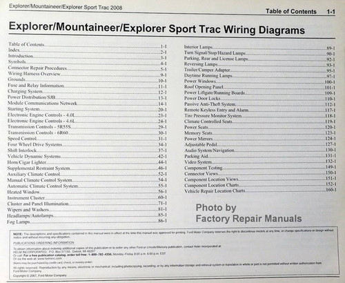 Wiring Diagrams Ford Mercury 2008 Explorer, Mountaineer, Explorer Sport Trac Table of Contents