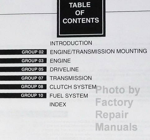 1997 Ford F250HD F350 F-Super Duty Service Manual Table of Contents Part 1