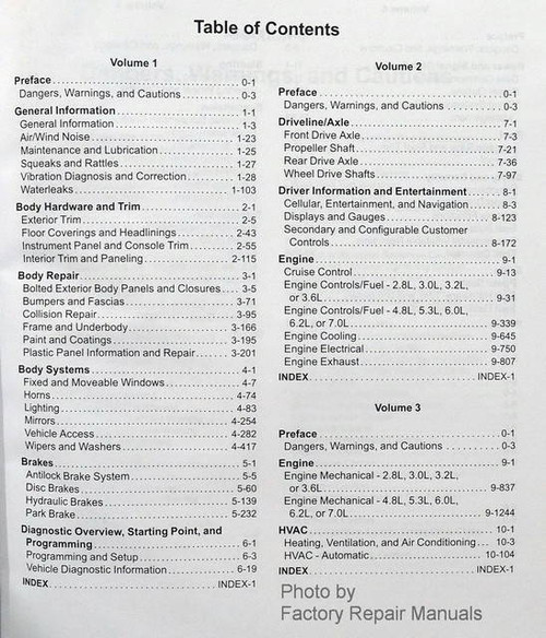 2012 GM D-Car Cadillac CTS/CTS-V Service Manual Table of Contents 1
