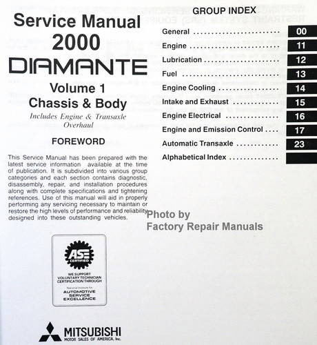 Service Manual 2000 Diamante Table of Contents Volume 1