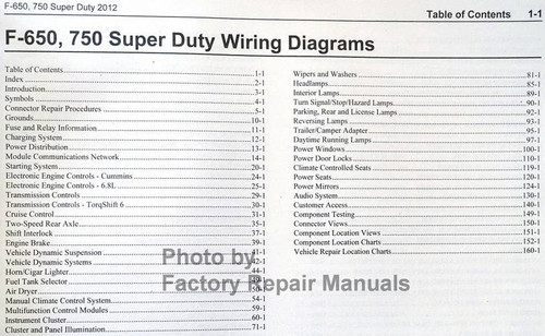 2012 Ford F-650, F-750 Super Duty Wiring Diagrams Table of Contents