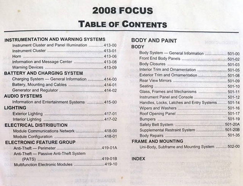 2008 Ford Focus Workshop Manual 