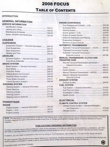 2008 Ford Focus Workshop Manual 