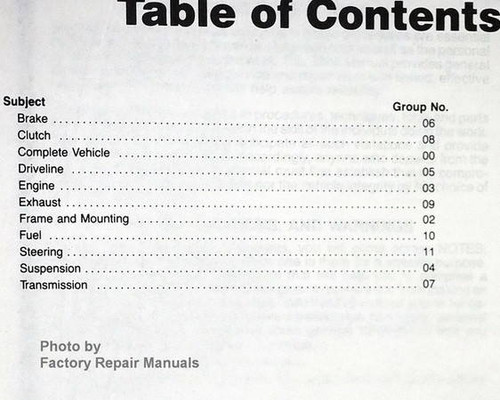 1991 Ford Aerostar, Explorer, Ranger Truck Shop Manual Table of Contents 2