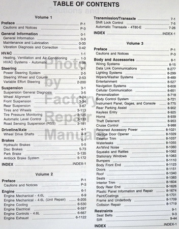 2002 Cadillac Deville Service Manual Table of Contents