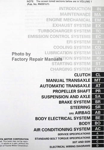 1992 Toyota Celica Repair Manual Table of Contents 2