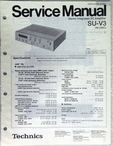 Technics SU-V3 Stereo Integrated DC Amplifier Service Repair Manual & Parts List