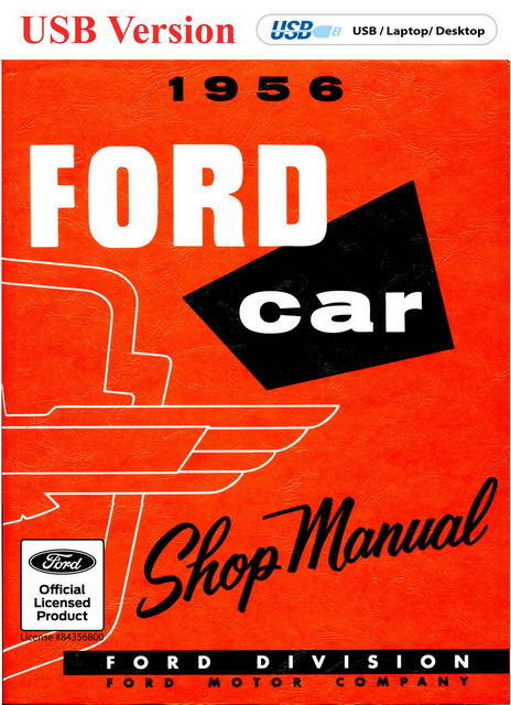 1956 Ford Car and Thunderbird Factory Shop Service Manual on USB