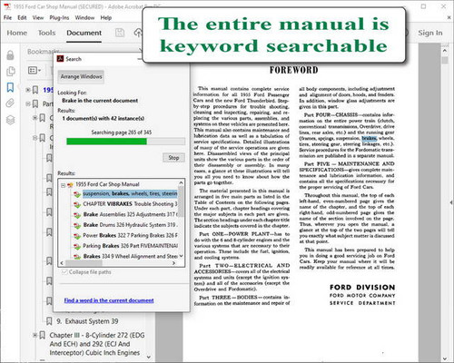 1955 Ford Car Shop Service Manual on USB 