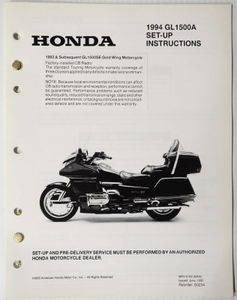 1994 GL1500 A Gold Wing Aspencade Set-Up Instructions Manual w/ Wiring Diagrams