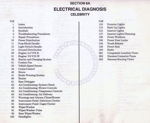 1987 Chevrolet Celebrity Electrical Diagnosis Service Manual