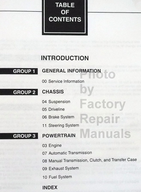 1997 Ford Expedition Service Manual Table of Contents 2