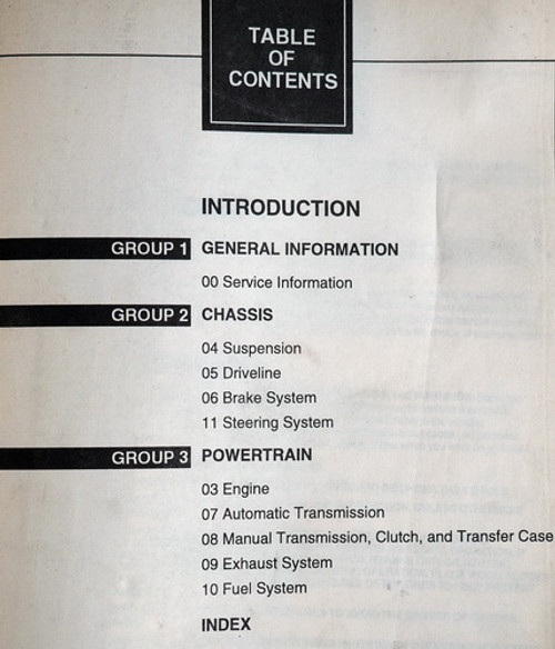 1999 Ford Expedition Lincoln Navigator Workshop Manual Table of Contents 1