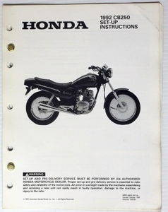 1992 CB250 Set-Up Instructions Assembly Manual