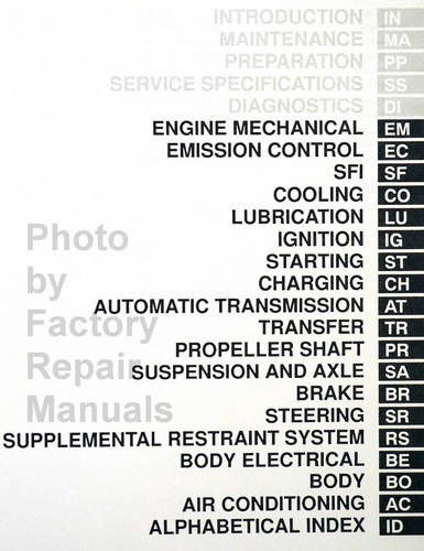 2003 Toyota Sequoia Repair Manual Table of Contents 2