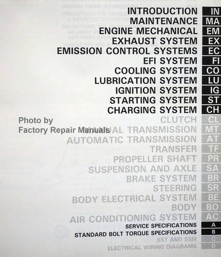 1992 Toyota 4Runner Repair Manual Table of Contents 1