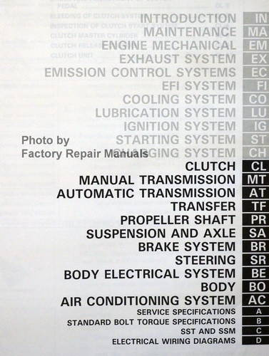 1992 Toyota 4Runner Repair Manual Table of Contents 2