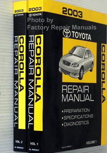 2003 Toyota Corolla Repair Manuals Spine View