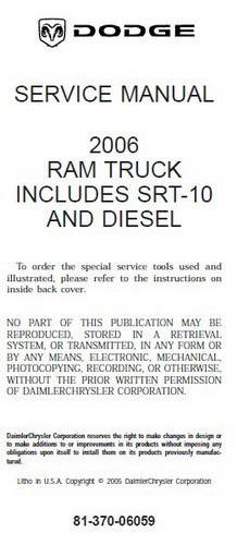 2006 Dodge Ram Truck Mopar Service Information DR/DH 
