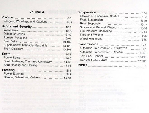 2011 Cadillac SRX Factory Service Manual Table of Contents 2